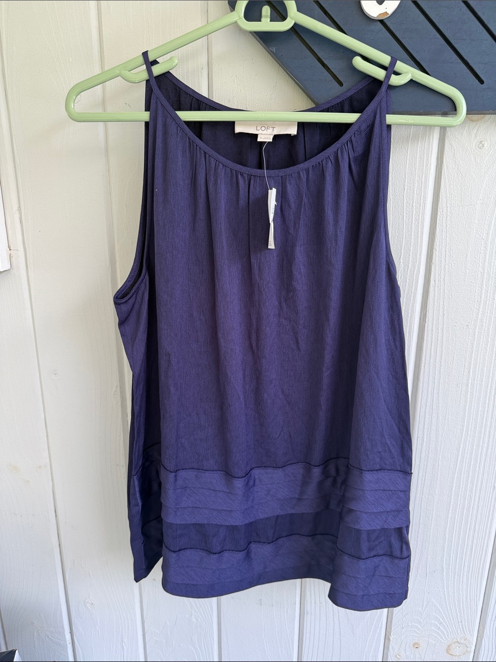 LOFT Navy Blue Layered-Hem Sleeveless Camisole